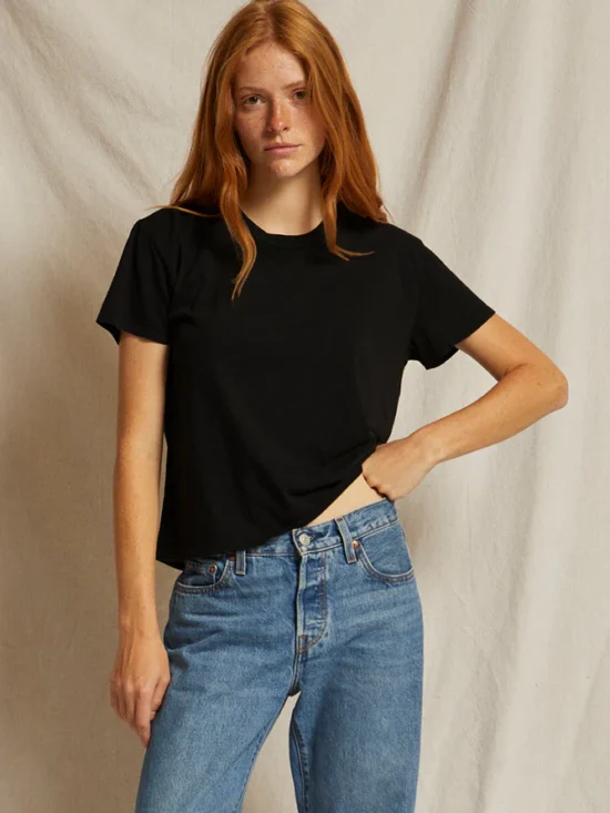 Perfect White Tee Harley Boxy Crew Black