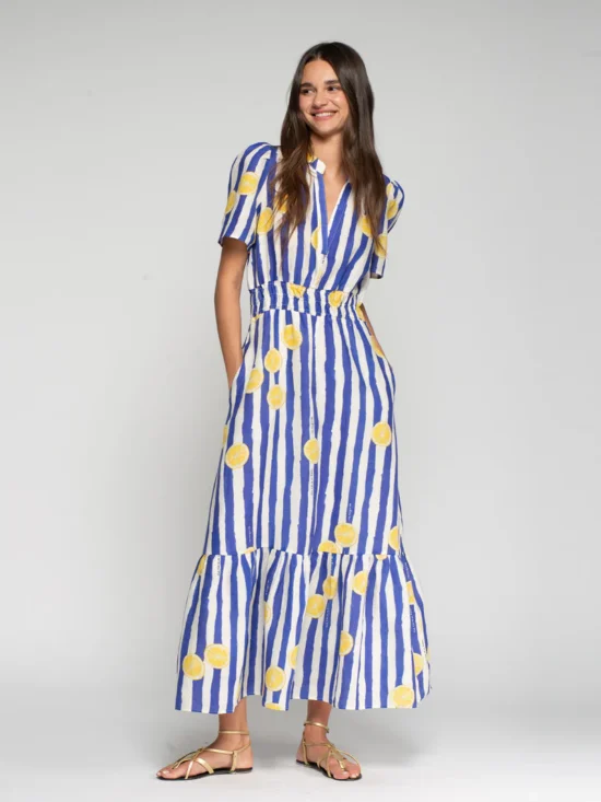 LEILA STRIPED LEMON DRESS