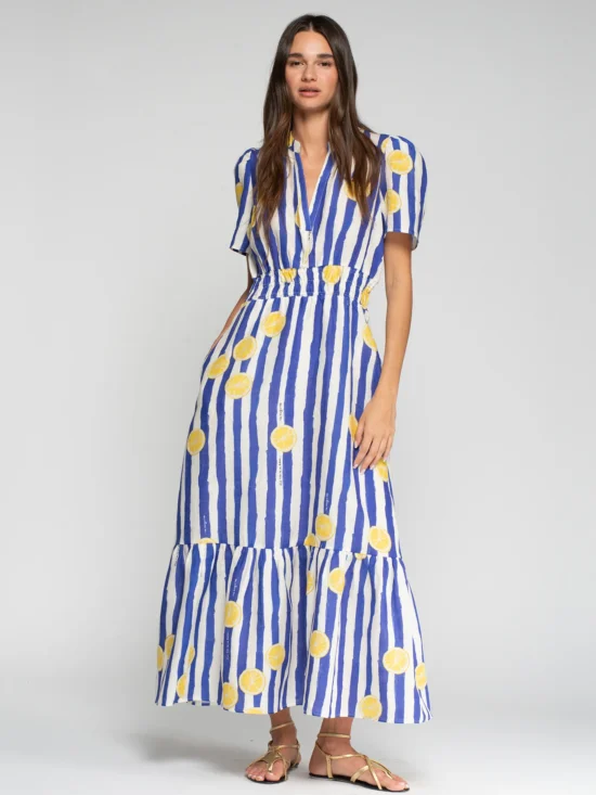 LEILA STRIPED LEMON DRESS