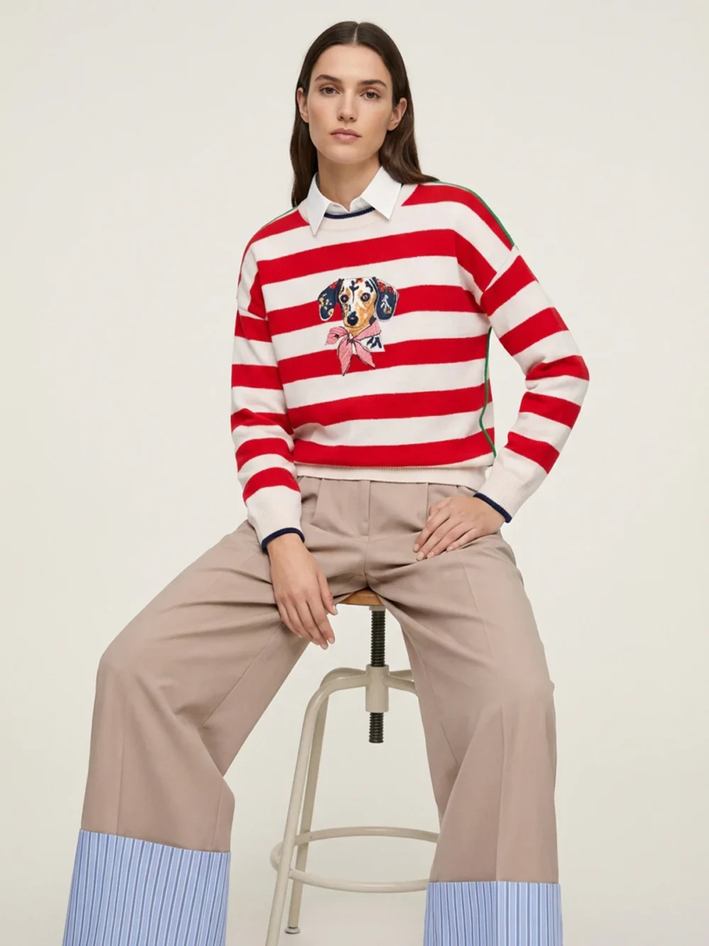 RED STRIPED DOG JERSEY SWEATER 1