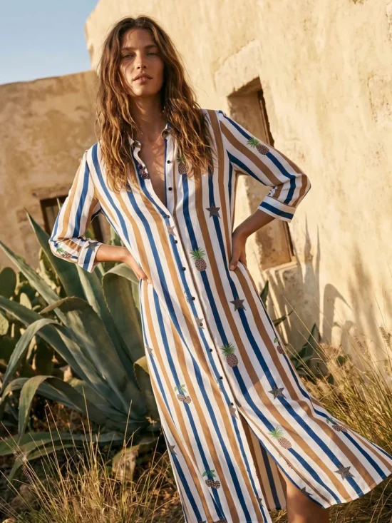 Vilagallo Isota Stripe Print Shirt Dress