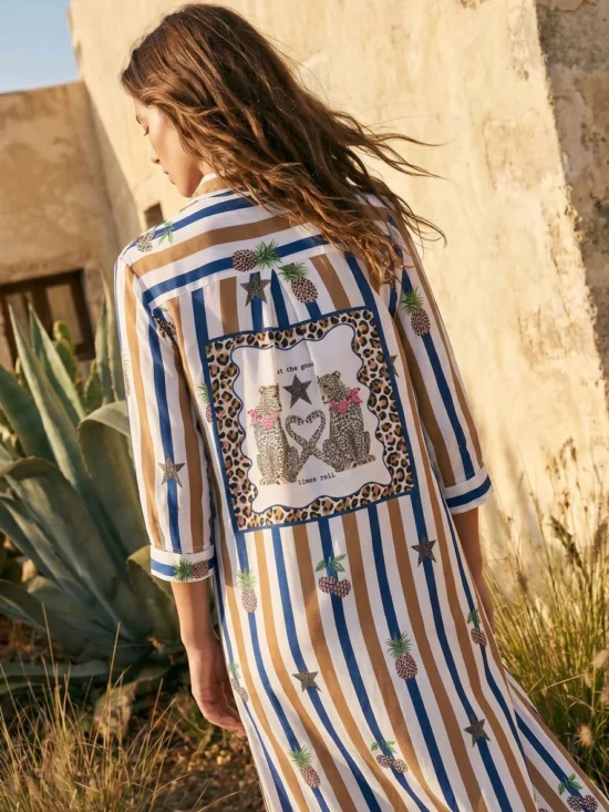 Vilagallo Isota Stripe Print Shirt Dress