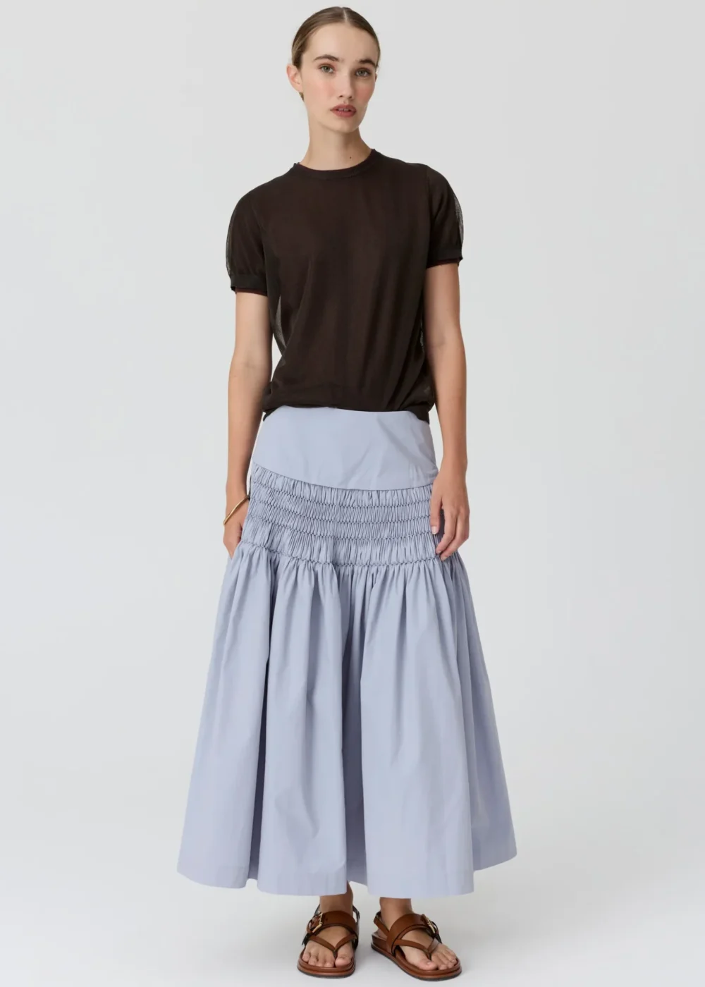 POL Kaspar Layered Tee Choc 4