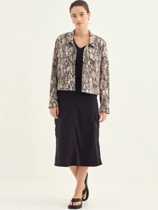 AcrobatSerpentJacket1192LWPrintAcrobatPorterSkirt1326LWBlack1