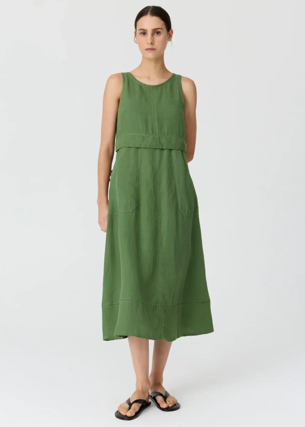 POL Clothing Frankie Double Layer Dress Fern - Image 4