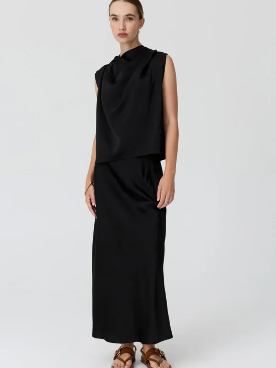 Innes Tie Neck Top Black 1