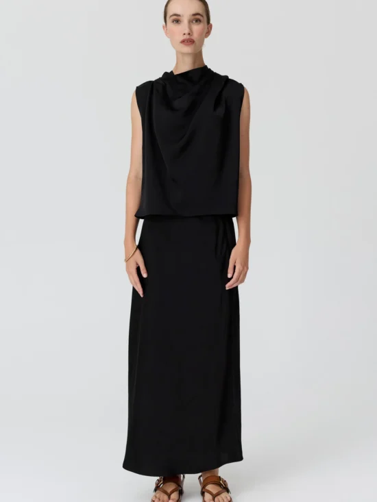 Innes Tie Neck Top Black 2