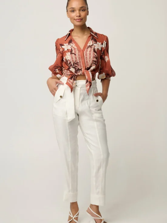 Once Was Nerine Viscose Faille Shirt in Amber Vine