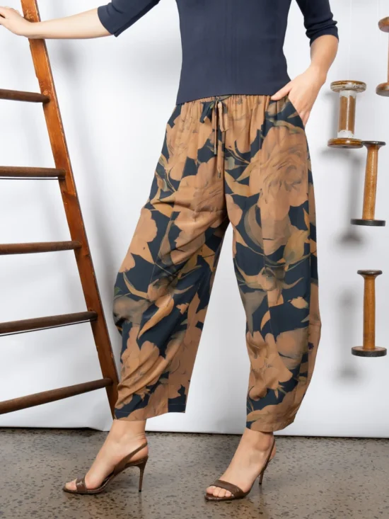 Niko Silk Pant Blue Floral 1
