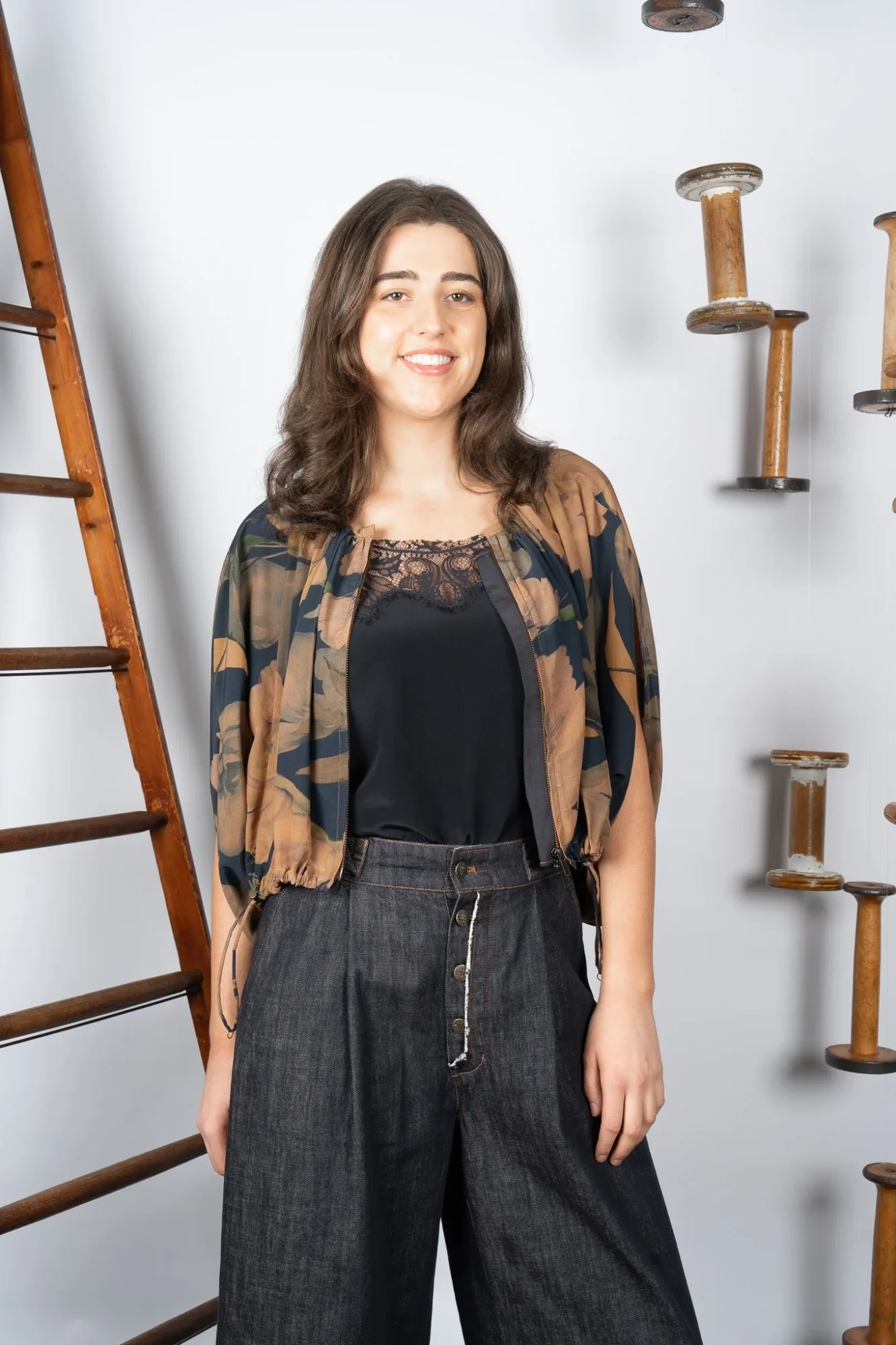 M.A.Dainty Noodles Silk Jacket Blue Floral - Image 2