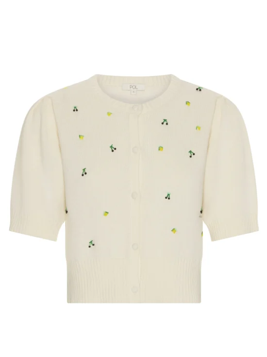 Viloa Beaded Short Sleeve Cardigan Chalk 7